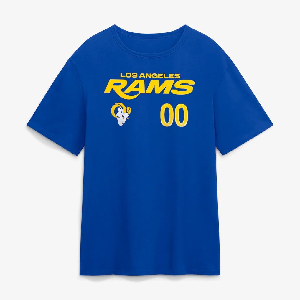 Los Angeles Rams  Touchdown Wordmark Personalized Name & Number T-Shirt - Royal