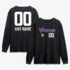 Minnesota Vikings Touchdown Wordmark Personalized Name & Number Long Sleeve T-Shirt - Black - Front View