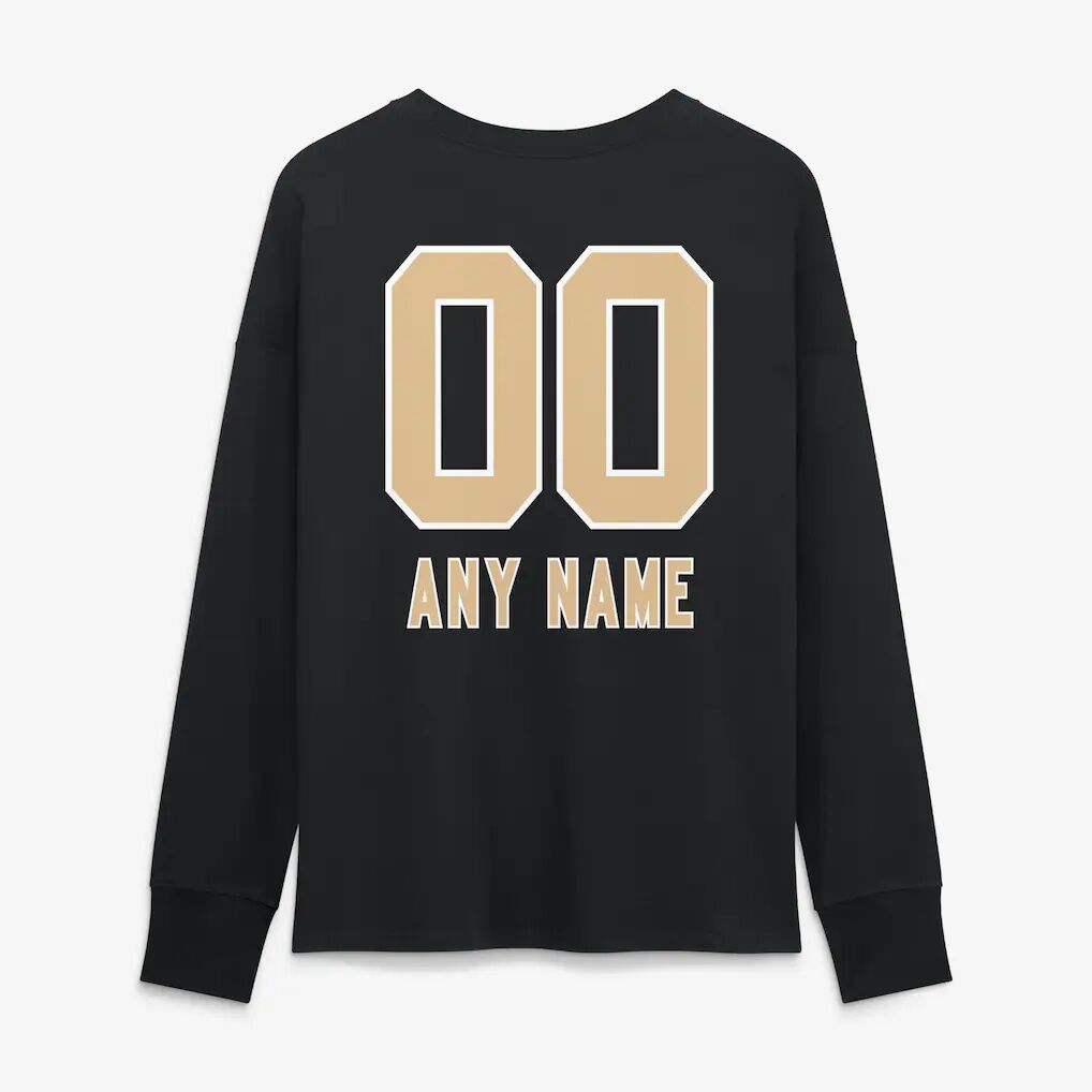 New Orleans Saints Women's Touchdown Wordmark Personalized Name & Number Long Sleeve T-Shirt