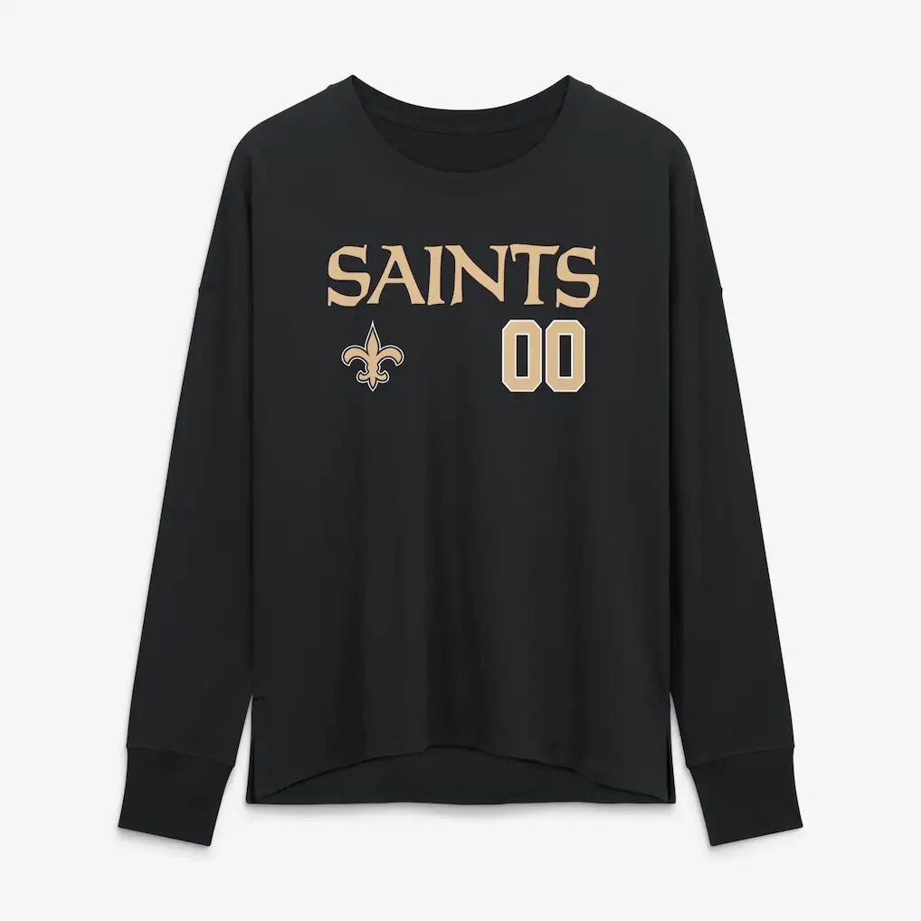 New Orleans Saints Women's Touchdown Wordmark Personalized Name & Number Long Sleeve T-Shirt
