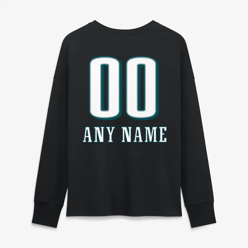 Philadelphia Eagles Women's Touchdown Wordmark Personalized Name & Number Long Sleeve T-Shirt