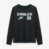 Philadelphia Eagles Women's Touchdown Wordmark Personalized Name & Number Long Sleeve T-Shirt - Black - Side View