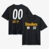 Pittsburgh Steelers Women's Touchdown Wordmark Personalized Name & Number T-Shirt - Black - Front View