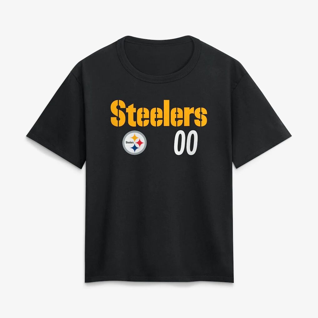 Pittsburgh Steelers Women's Touchdown Wordmark Personalized Name & Number T-Shirt
