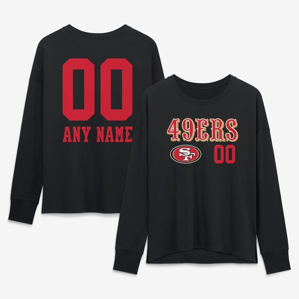 San Francisco 49ers Women's Touchdown Wordmark Personalized Name & Number Long Sleeve T-Shirt