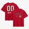 Tampa Bay Buccaneers Women's Touchdown Wordmark Personalized Name & Number T-Shirt - Red - Front View