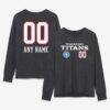 Tennessee Titans Women's Touchdown Wordmark Personalized Name & Number Long Sleeve T-Shirt - Charcoal - Front View