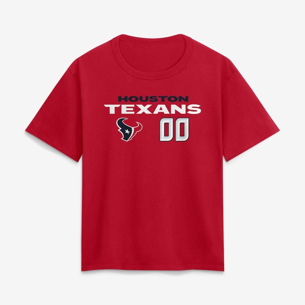 Houston Texans Women's Touchdown Wordmark Personalized Name & Number T-Shirt