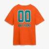 Miami Dolphins Touchdown Wordmark Personalized Name & Number T-Shirt - Orange - Detail View