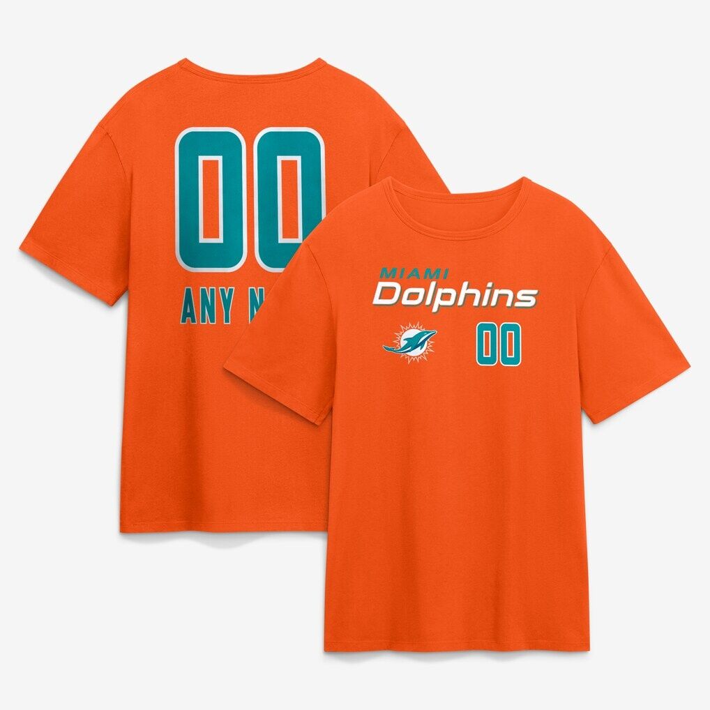 Miami Dolphins  Touchdown Wordmark Personalized Name & Number T-Shirt