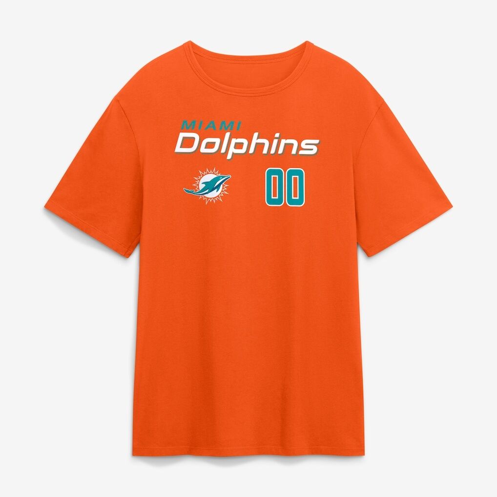 Miami Dolphins  Touchdown Wordmark Personalized Name & Number T-Shirt