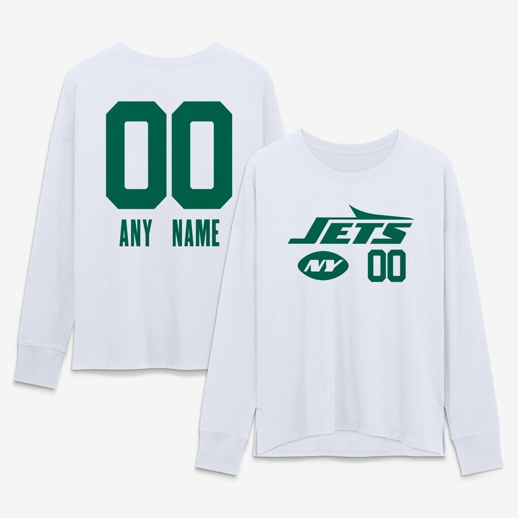 New York Jets Women's Touchdown Wordmark Personalized Name & Number Long Sleeve T-Shirt