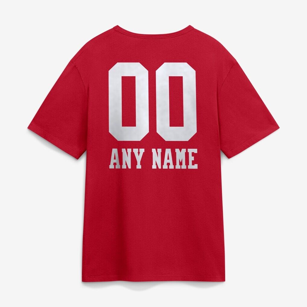 San Francisco 49ers  Touchdown Wordmark Personalized Name & Number T-Shirt - Scarlet