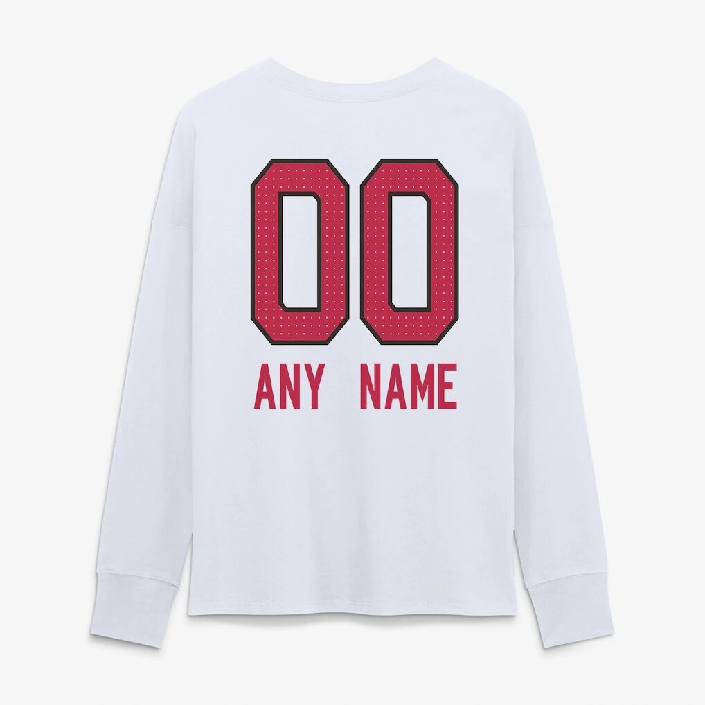 Arizona Cardinals Women's Touchdown Wordmark Personalized Name & Number Long Sleeve T-Shirt
