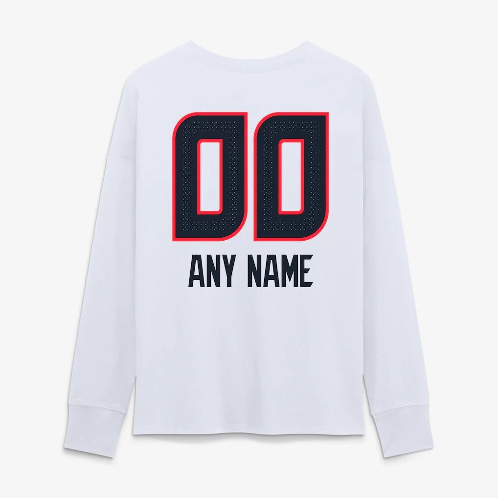 Houston Texans Women's Touchdown Wordmark Personalized Name & Number Long Sleeve T-Shirt