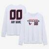 Houston Texans Women's Touchdown Wordmark Personalized Name & Number Long Sleeve T-Shirt - White - Front View