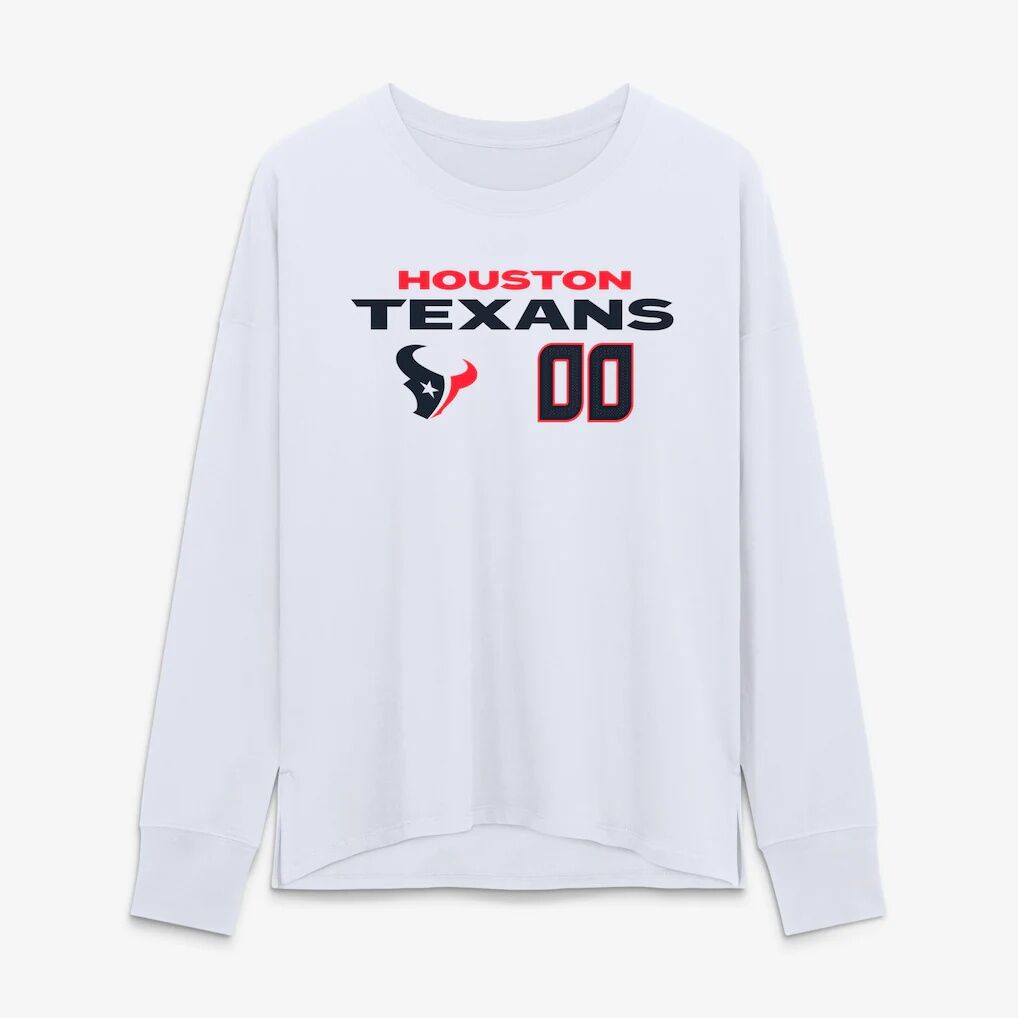 Houston Texans Women's Touchdown Wordmark Personalized Name & Number Long Sleeve T-Shirt