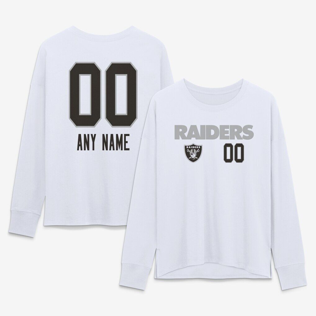 Las Vegas Raiders Women's Touchdown Wordmark Personalized Name & Number Long Sleeve T-Shirt
