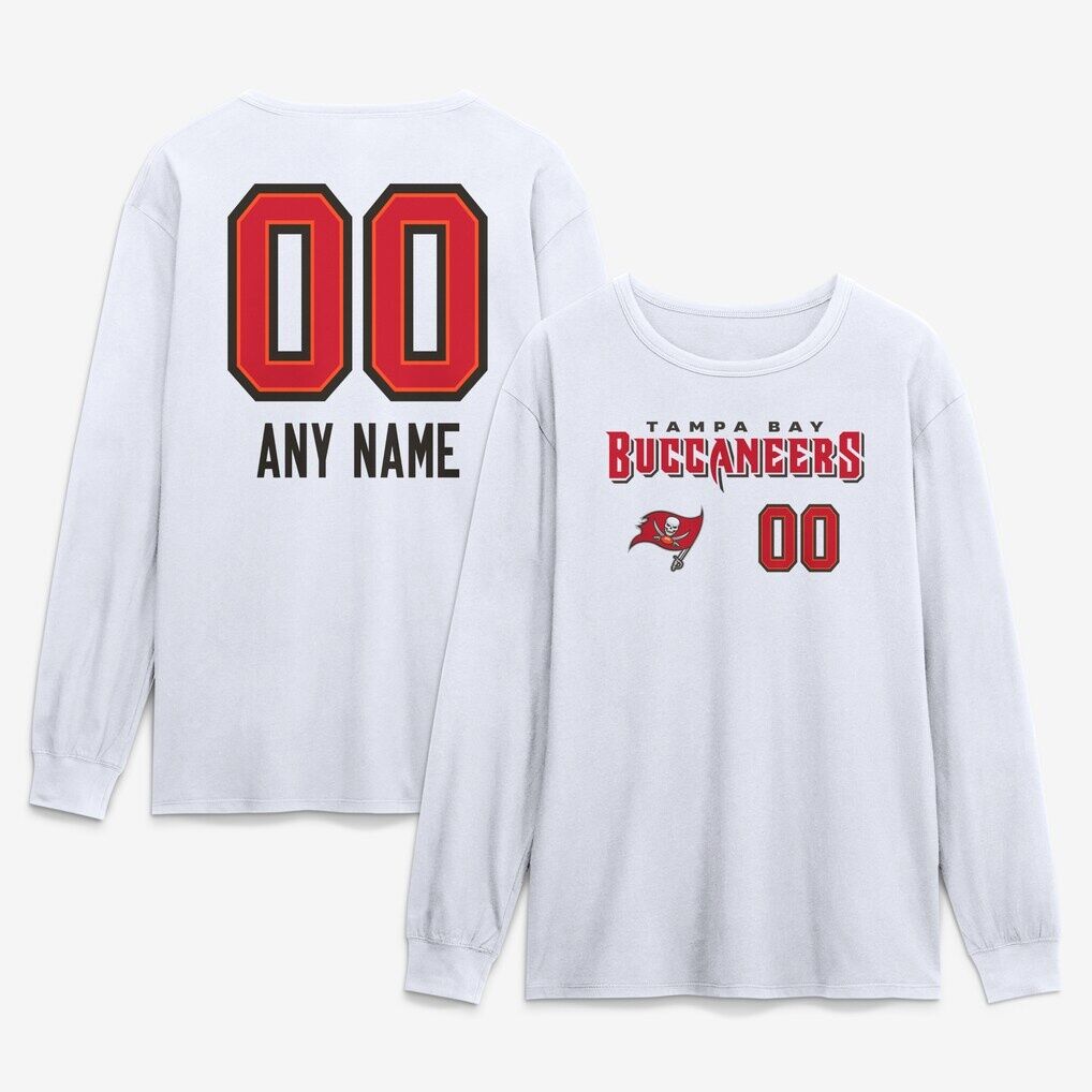 Tampa Bay Buccaneers  Touchdown Wordmark Personalized Name & Number Long Sleeve T-Shirt