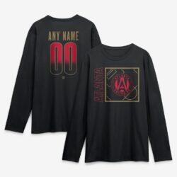 Atlanta United FC Home Field Pop Personalized Name & Number Long Sleeve T-Shirt - Black - Front View
