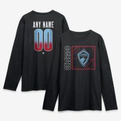 Colorado Rapids Home Field Pop Personalized Name & Number Long Sleeve T-Shirt - Black - Front View