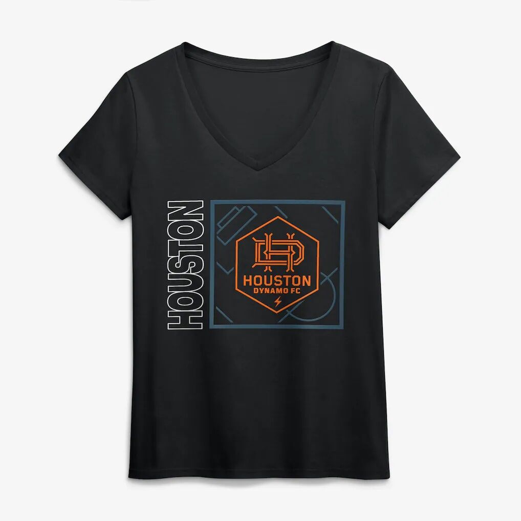 Houston Dynamo FC Women's Home Field Pop Personalized Name & Number V-Neck T-Shirt