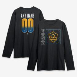 LA Galaxy Home Field Pop Personalized Name & Number Long Sleeve T-Shirt - Black - Front View