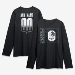Nashville SC Home Field Pop Personalized Name & Number Long Sleeve T-Shirt - Black - Front View
