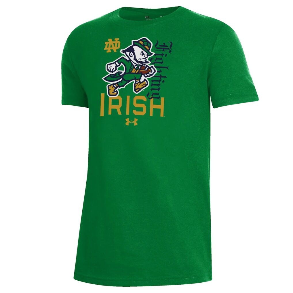 Notre Dame Fighting Irish Under Armour Youth Irish Wear Green Performance T-Shirt - Kelly Green