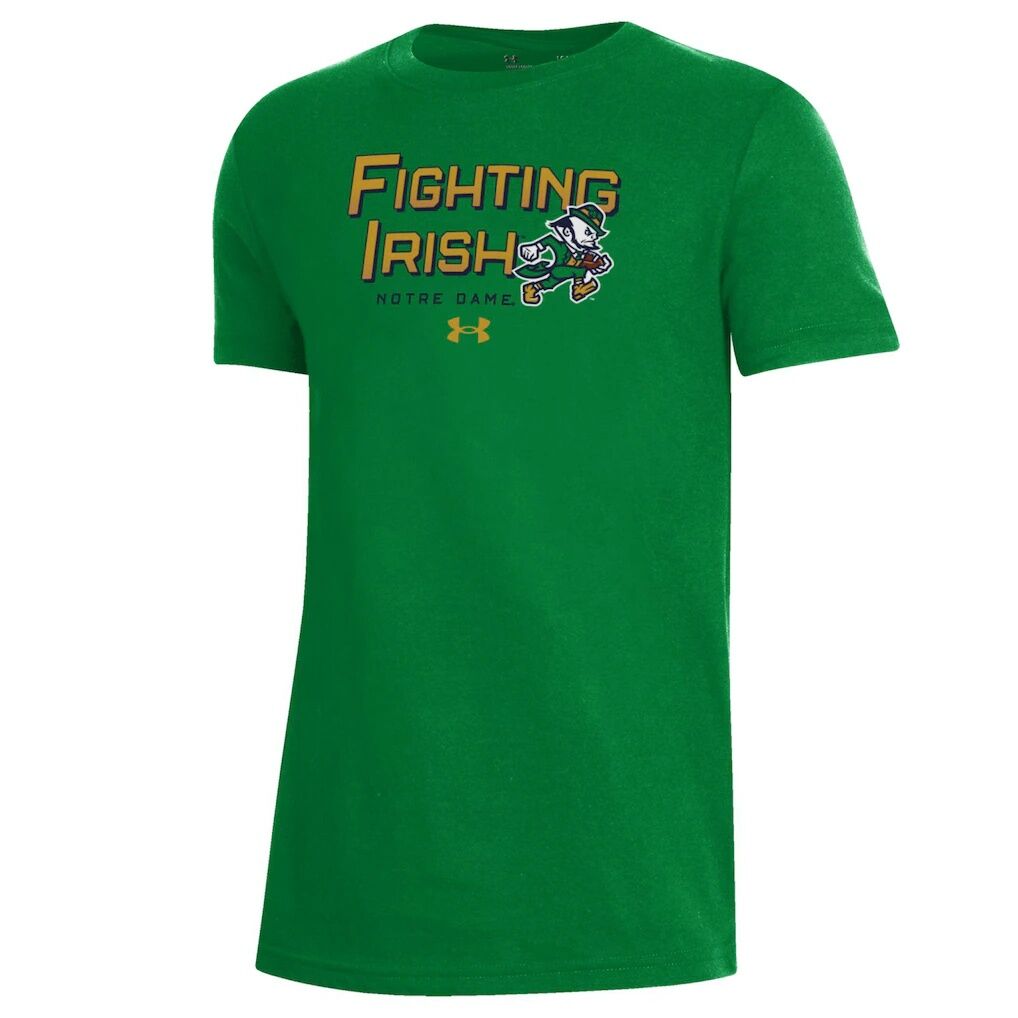 Notre Dame Fighting Irish Under Armour Youth Irish Wear Green Performance T-Shirt - Kelly Green