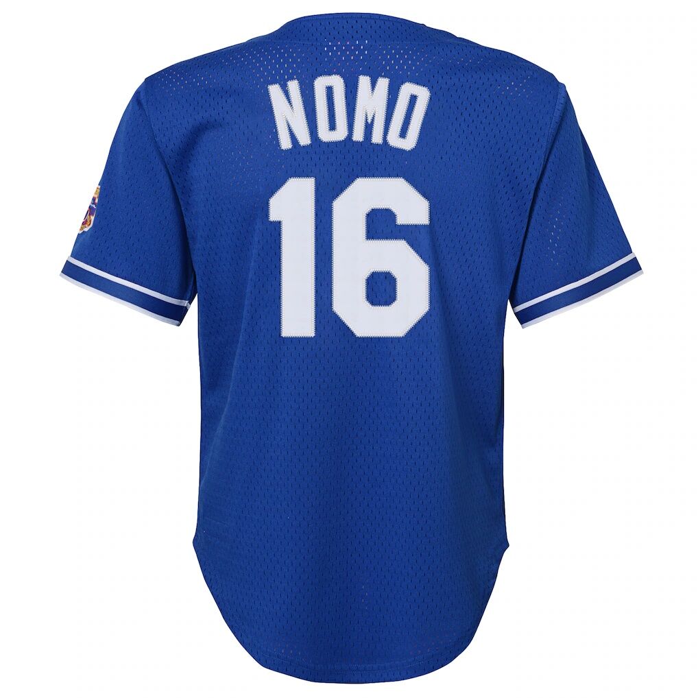 Hideo Nomo Los Angeles Dodgers Mitchell & Ness Youth Cooperstown Collection Mesh Batting Practice Jersey - Royal
