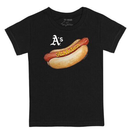 Athletics Tiny Turnip Infant Hot Dog T-Shirt - Black - Front View