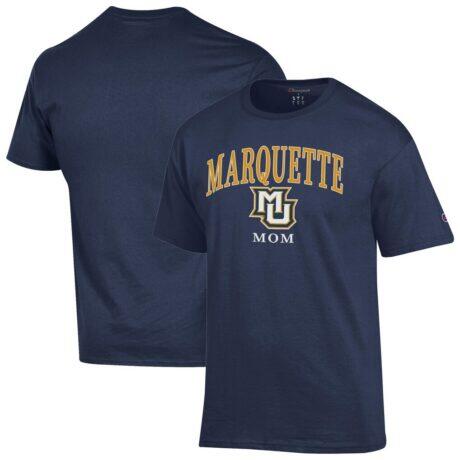 Marquette Golden Eagles Champion Unisex Mom Logo T-Shirt - Navy - Front View