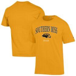 Southern Miss Golden Eagles Champion Dad Logo T-Shirt - Gold - Front View