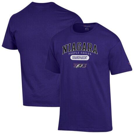 Niagara Purple Eagles Champion Grandparent Logo T-Shirt - Purple - Front View