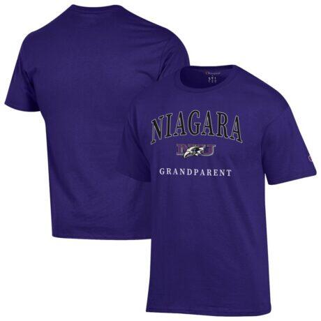 Niagara Purple Eagles Champion Grandparent Arch Logo T-Shirt - Purple - Front View