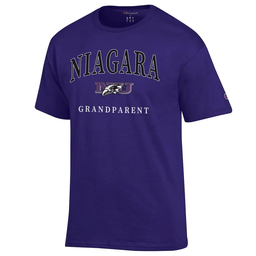 Niagara Purple Eagles Champion Grandparent Arch Logo T-Shirt