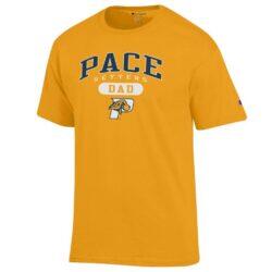 Pace University Setters Champion Dad Pill Box T-Shirt - Gold - Front View
