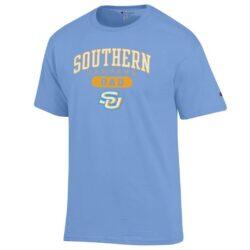 Southern University Jaguars Champion Dad Pill Box T-Shirt - Light Blue - Front View