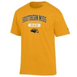 Southern Miss Golden Eagles Champion Dad Pill Box T-Shirt - Gold - Front View