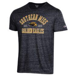 Southern Miss Golden Eagles Champion Established Date Ultimate Tri-Blend T-Shirt - Black - Front View