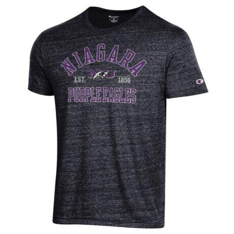 Niagara Purple Eagles Champion Established Date Ultimate Tri-Blend T-Shirt - Black - Front View