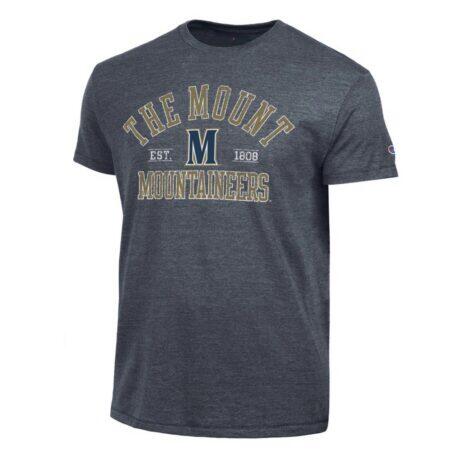 Mount St. Mary's Mountaineers Champion Established Date Ultimate Tri-Blend T-Shirt - Blue - Front View