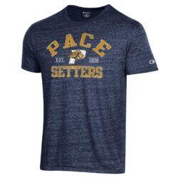 Pace University Setters Champion Established Date Ultimate Tri-Blend T-Shirt - Navy - Front View