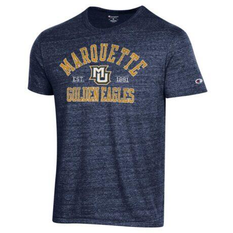 Marquette Golden Eagles Champion Established Date Ultimate Tri-Blend T-Shirt - Navy - Front View