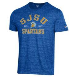 San Jose State Spartans Champion Established Date Ultimate Tri-Blend T-Shirt - Blue - Front View