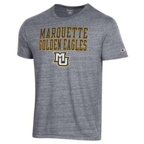 Marquette Golden Eagles Champion Stacked Ultimate Tri-Blend T-Shirt - Gray - Front View