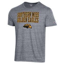 Southern Miss Golden Eagles Champion Stacked Ultimate Tri-Blend T-Shirt - Gray - Front View