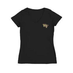 Wake Forest Demon Deacons Vive La Fete Women's Impressions Artwork V-Neck T-Shirt - Black - Side View