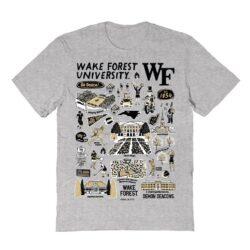 Wake Forest Demon Deacons Vive La Fete Women's Front Graphic Impressions Artwork Relaxed Fit T-Shirt - Gray - Front View